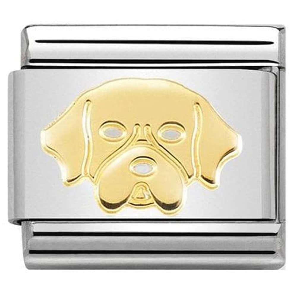 Nomination Classic Gold Golden Retriever Dog Animal Charm Link 03016256