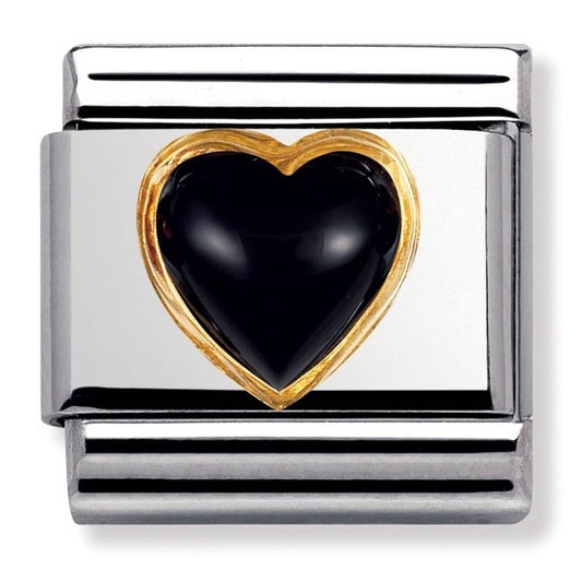 Nomination Classic Gold Black Heart Stone Charm Link 03050102