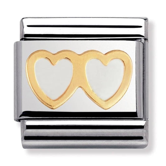 Nomination Classic Gold Charm Double Heart Charm Link 03011603