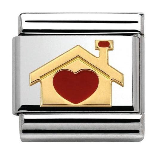 Nomination Gold Home House with Heart Charm Link 03028307