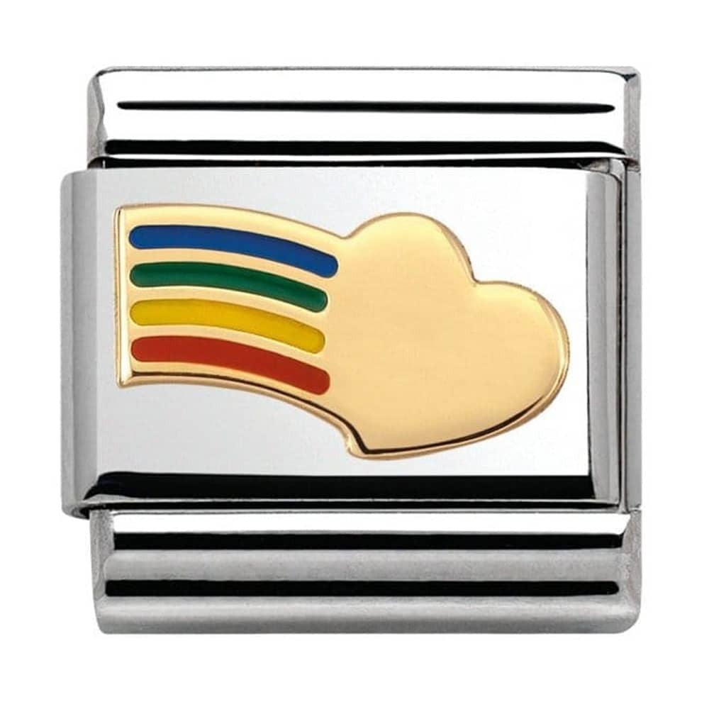 Nomination Classic Gold Rainbow Heart Charm Link 03028312