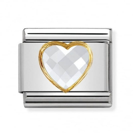 Nomination Classic Gold  CZ Heart Love Charm Link 030610010