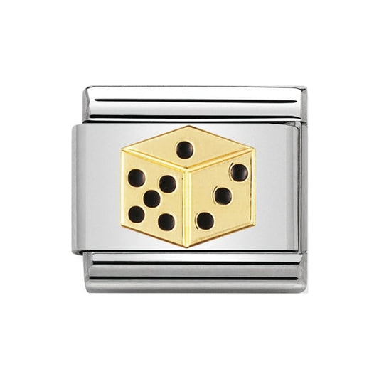 Nomination Classic Gold Good Luck Black Dice Charm Link 03020511