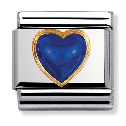 Nomination Classic Gold Lapis Heart Stone Charm Link 03050109