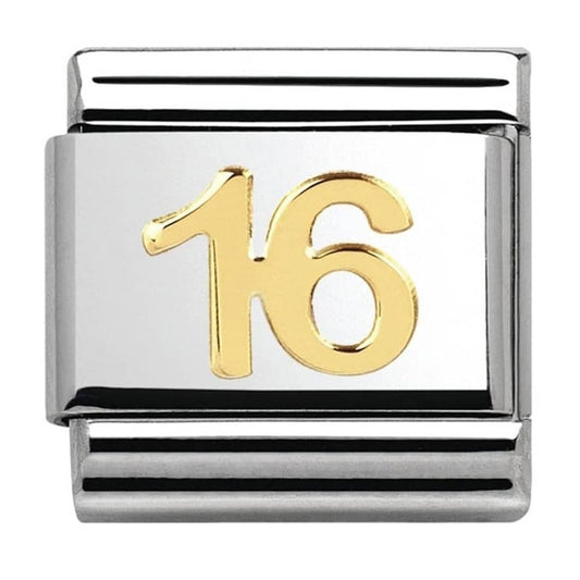 Nomination Classic Gold Number 16 Charm Link 03010935