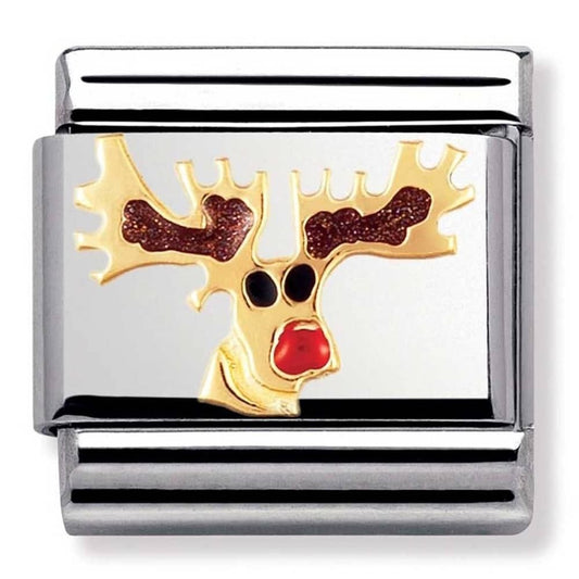 Nomination Classic Gold Reindeer Xmas Charm Link 03022508