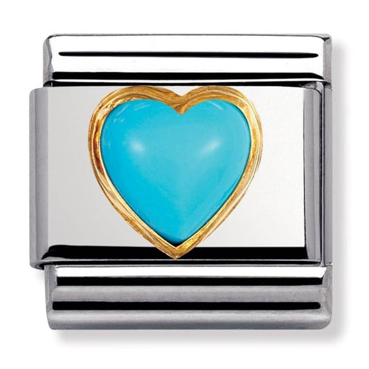 Nomination Classic Gold Turquoise Heart Stone Charm Link 03050106