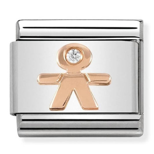 Nomination Classic New Arrival Baby Rose Gold Boy CZ Charm Link 43030507