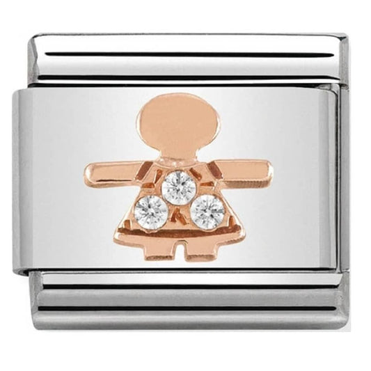 Nomination Classic New Arrival Baby Rose Gold Girl CZ Charm Link 43030507