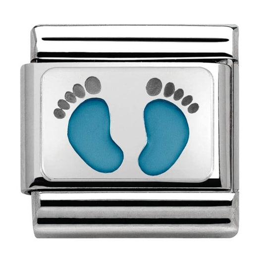 Nomination  Silver Blue Baby Feet New Arrival Charm Link 33020815