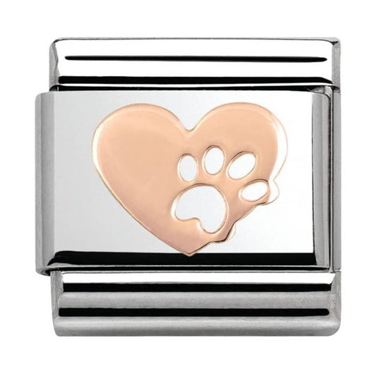Nomination Classic Rose Gold Heart with Paw Animal Charm Link 43010412