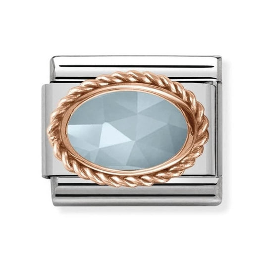 Nomination Classic Rose Gold Oval Milky Aqua Stone Charm Link 43050731