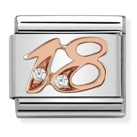 Nomination Classic Rose Gold Number  18 Charm Link 4303121518