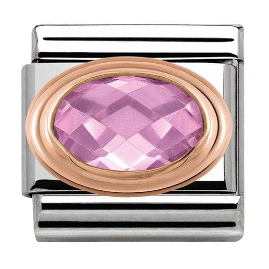 Nomination Classic Rose Gold Oval Pink CZ Stone  Charm Link 430601003
