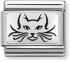 Nomination Classic Silver Black Cat Outline Animal Charm Link 33010905