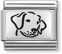 Nomination Classic Silver Black Dog Outline Animal Charm Link 33010905