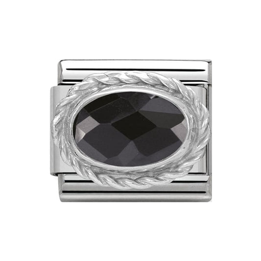 Nomination Classic Silver Black CZ Stone Charm Link 330604011
