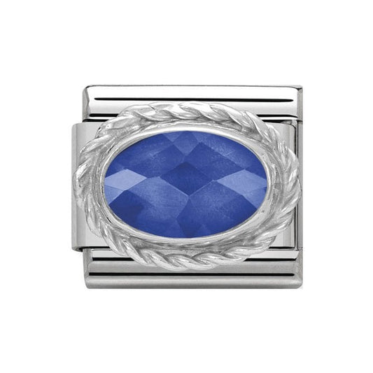 Nomination Classic Silver Blue CZ  Stone Charm Link 330604007