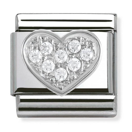 Nomination Classic Silver CZ Heart Love Charm Link 33030401