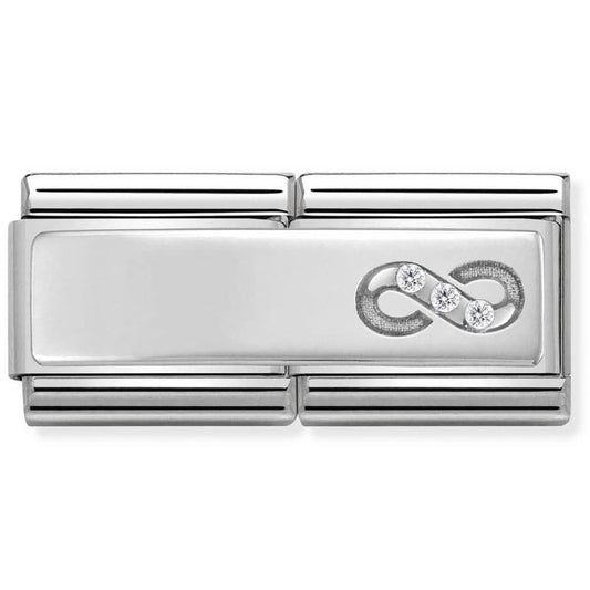 Nomination Silver Charm Double CZ Infinity Charm Link 33073109