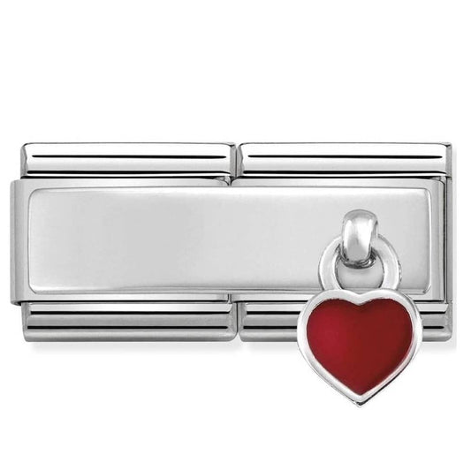 Nomination Double Silver Red Heart Charm Link 33078003