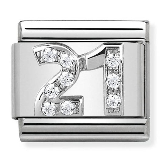 Nomination Classic Silver & CZ Number 21 Charm Link 33030419