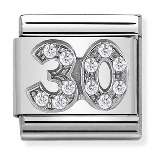 Nomination Classic Silver & CZ Number 30 Charm Link 33030421