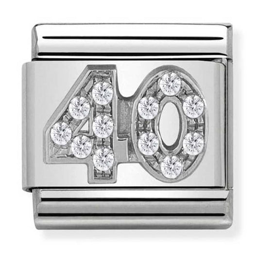 Nomination Classic Silver & CZ Number 40 Charm Link 33030422