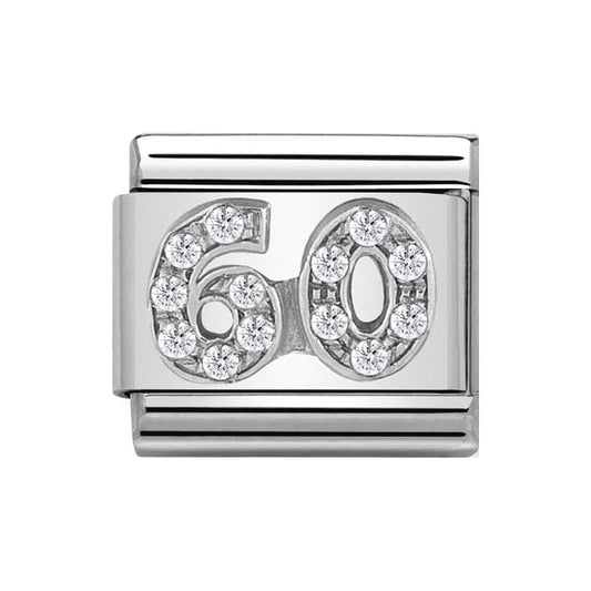 Nomination Classic Silver & CZ Number 60 Charm Link 33030424