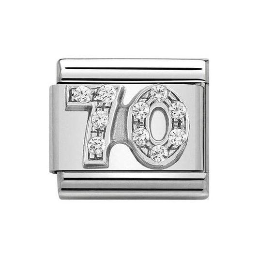 Nomination Classic Silver & CZ Number 70 Charm Link 33030433
