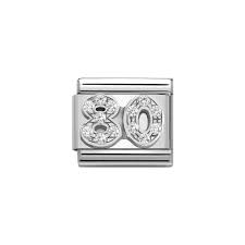 Nomination Classic Silver & CZ Number 80 Charm Link 33030434