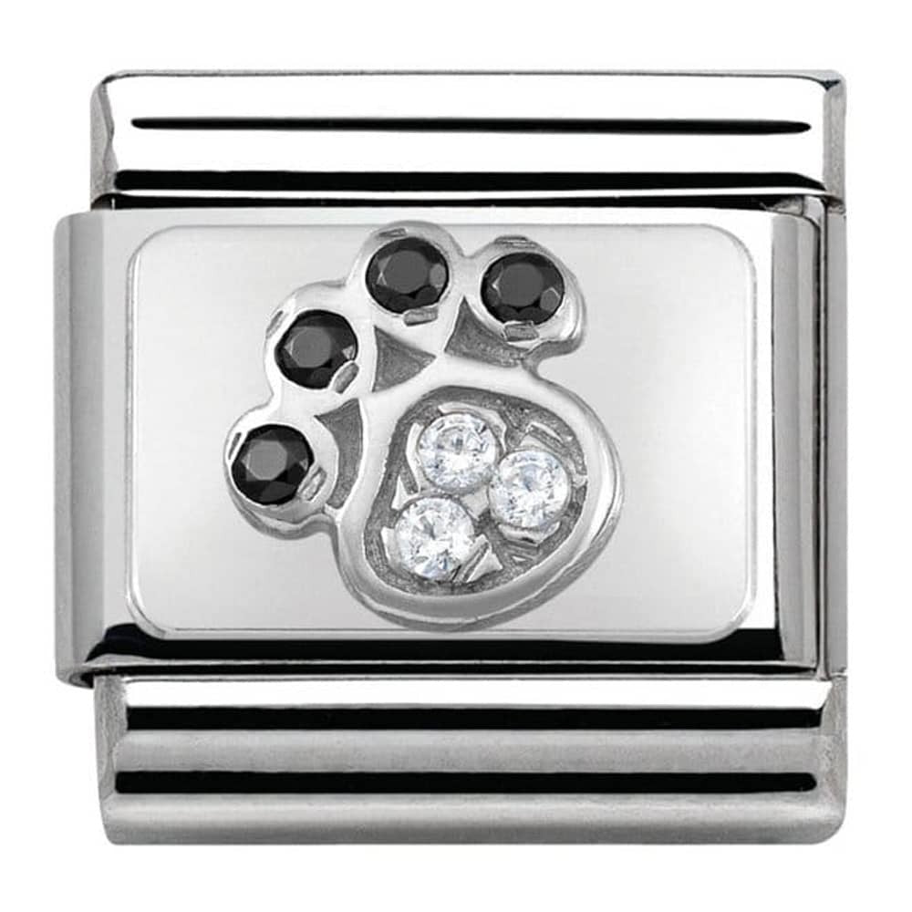 Nomination Classic Silver CZ Paw Print Animal Charm Link 33030414