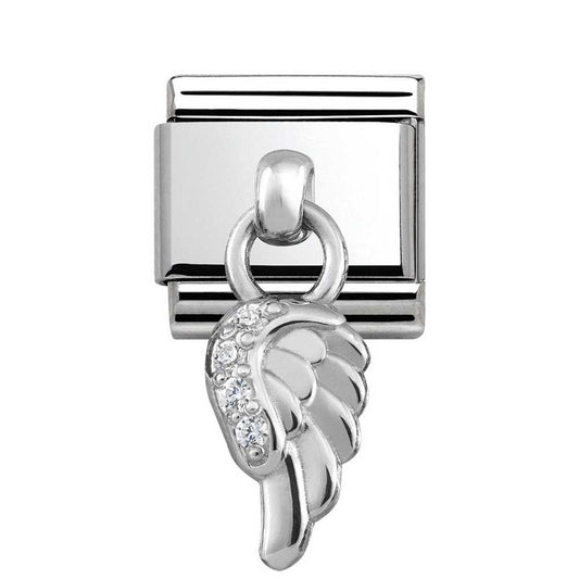 Nomination Classic Silver Pendant Angel Wing Charm Link CZ 33180006