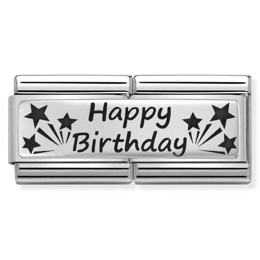 Nomination Classic Silver Double Happy Birthday Charm Link 33071013