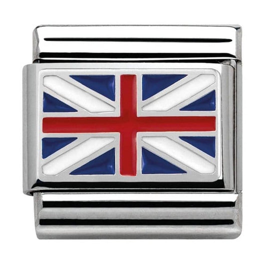 Nomination  Silver Great Britain UK Flag Travel Charm Link 33020704