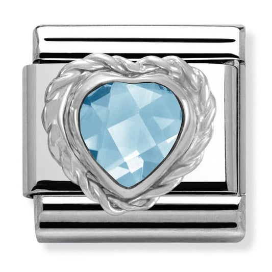 Nomination Silver Light Blue CZ Heart Stone Charm Link 330603006