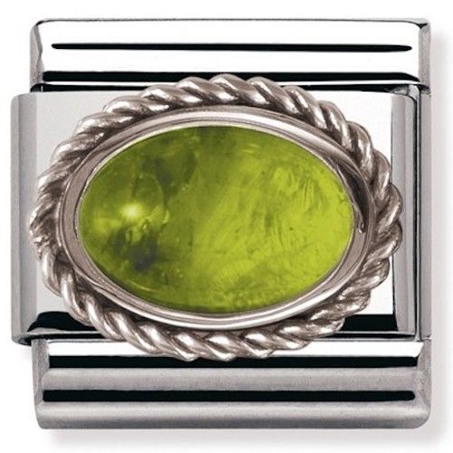 Nomination Classic Silver Peridot Stone Charm Link 330504