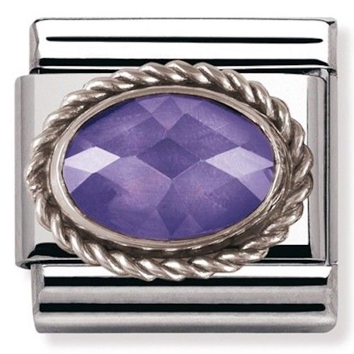 Nomination Classic Silver Purple CZ Stone Charm Link 330604001