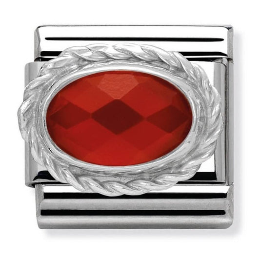Nomination Classic Silver Red Agate Stone Charm Link 33050328
