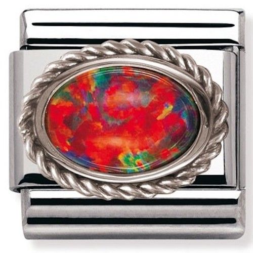Nomination Classic Silver Red Opal Stone Charm Link 33050308