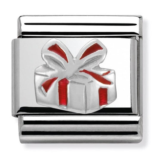 Nomination Classic Silver Red present Xmas Charm Link 33020406