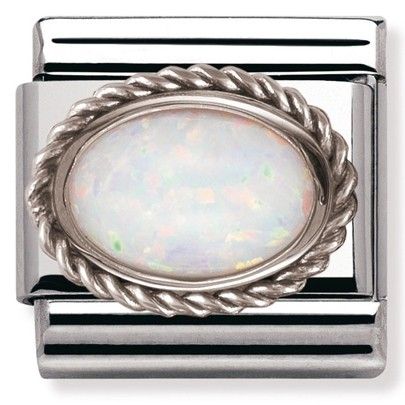 Nomination Classic Silver White Opal Stone Charm Link 33050307