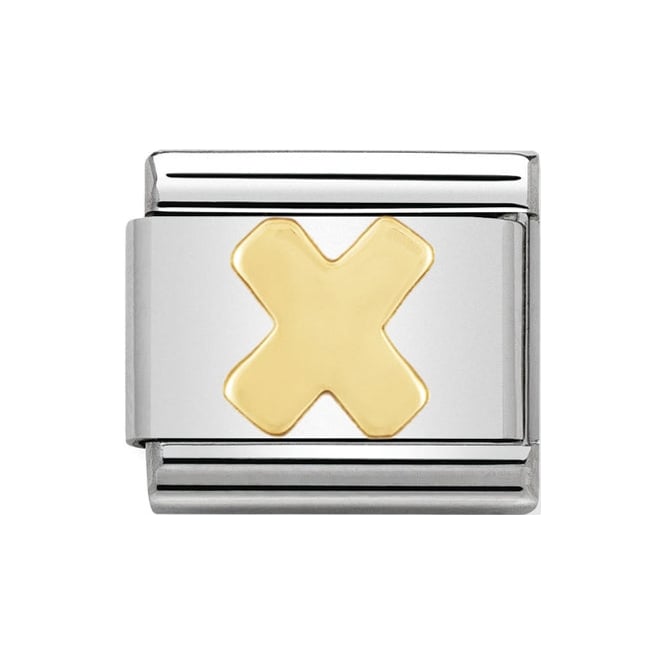 Nomination Gold Initial X Charm Link 03010124