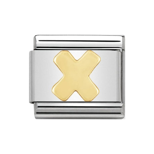 Nomination Gold Initial X Charm Link 03010124