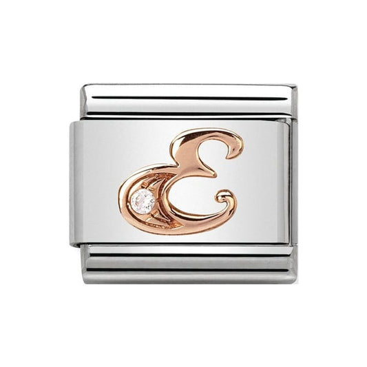 Nomination Rose Gold Initial E Charm Link43031005