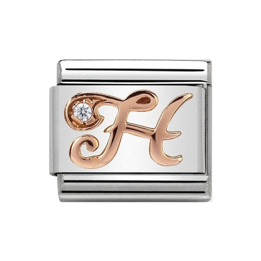 Nomination Rose Gold Initial H Charm Link43031008