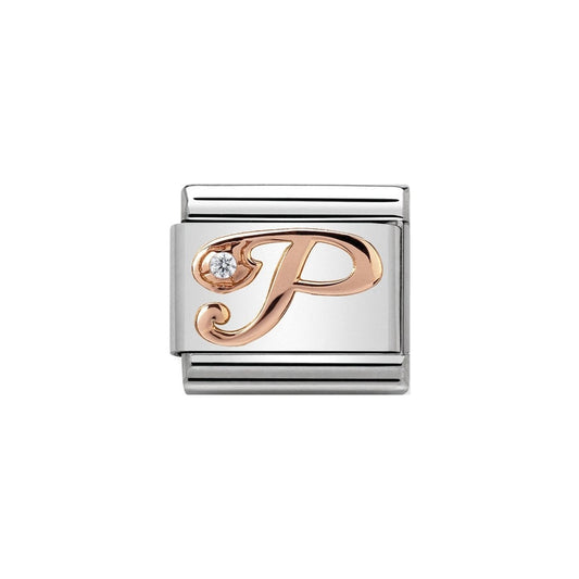Nomination Rose Gold Initial P Charm Link 43031016
