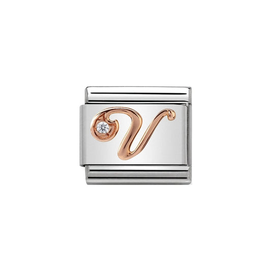Nomination Rose Gold Initial V Charm Link 43031022
