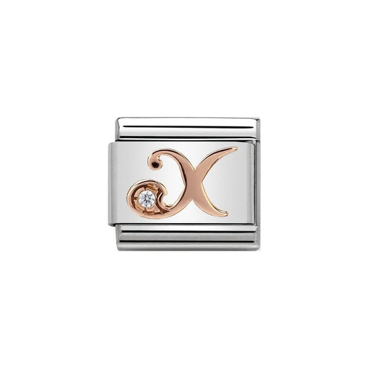Nomination Rose Gold Initial X Charm Link 43031024