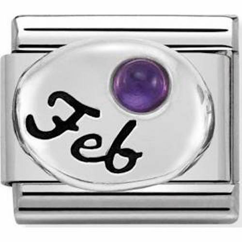 Nomination Silver February Birthstone Charm Link 33050502